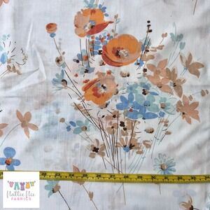 Vintage Twin flat and fitted sheet orange‎ and blue floral